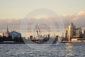 View of the Neva river. Evening