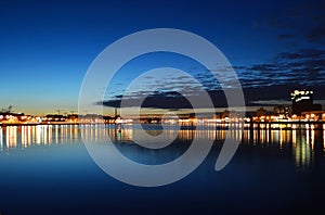 View of Neva river at night