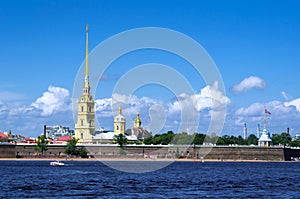 View of the Neva river and Petropavlovskaya fortress, St. Petersburg. photo