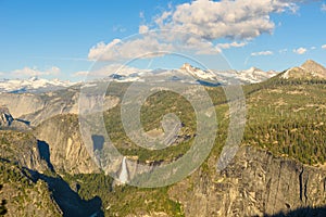 View of Nevada Falls from the Glacier Point in the Yosemite National Park, California, USA