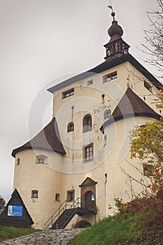 View of New castle in Banska Stiavnica,Slovakia.Autumn season.