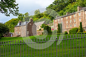 View of New Lanark Heritage Site, Lanarkshire in Scotland, United Kingdom