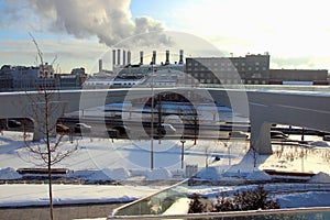 View of the new modern floating bridge