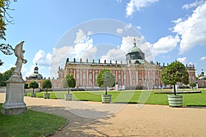 View of the New palace in summer day. Park of San Sushi, Potsdam. Germany