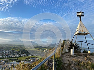 View of New Plymouth and Mt Taranaki from Paritutu Rock