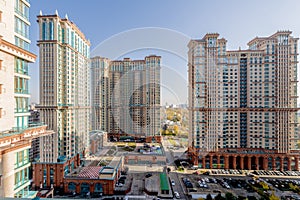 View of new residential buildings and neighborhoods in Moscow