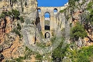 View of the new stone bridge in Ronda, Spain