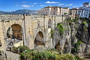 View of the new stone bridge in Ronda, Spain