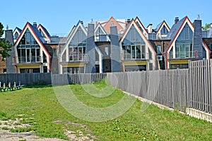 View of the new townhouses in the village of Yantarny. Kaliningrad region