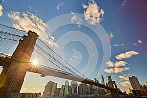 View of new york bridge with sunlight