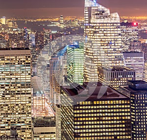 View of New York Manhattan during sunset hours