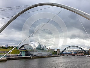 View of Newcastle and Gateshead Quayside and Bridges in north east  England