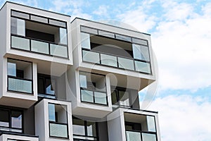 View of newly modern built block of flats