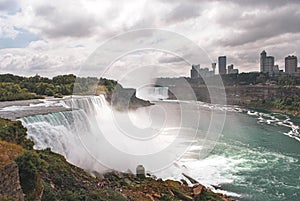 View of Niagara Falls. Powerful water source and a unique destination.