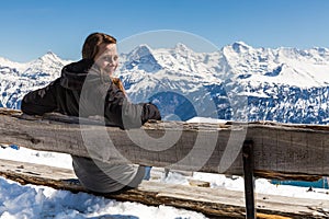 View from the Niederhorn Beatenber Mountain in Switzerland