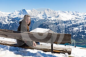 View from the Niederhorn Beatenber Mountain in Switzerland