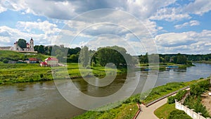 View of the Niemen in Grodno. Green clean urban space popular as