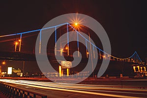 View of night bridge