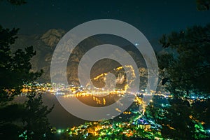 View of the night city of Kotor, Montenegro