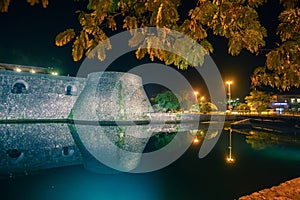 View of the night city of Kotor, Montenegro