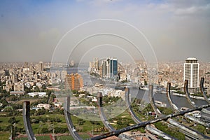 View of the Nile and city from Cairo tower, Egypt