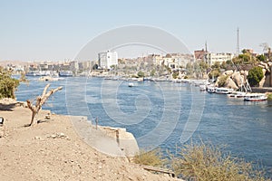 The View of the Nile River from Elephantine Island in Aswan