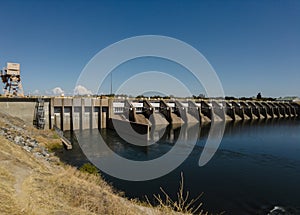 View of nimbus dam at lake Natoma near Sacramento in summer photo