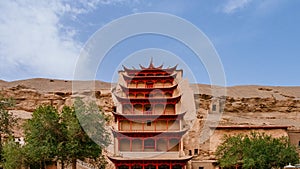 Nine-Level Building at Mogao Caves in Dunhuang, Gansu, China