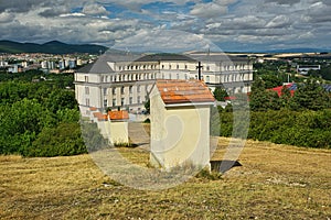 View from Nitra`s calvary hill at Missionary house of the Mother of God