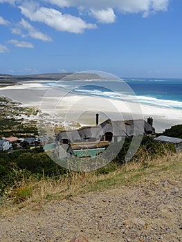 View of Noordhoek Beach from Chapman's Peak road in Cape Town, South Africa