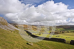 View from Norber Erratics down Wharfe Dale in Yorkshire Dales