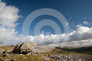 View from Norber Erratics down Wharfe Dale in Yorkshire Dales photo