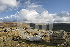 View from Norber Erratics in Yorkshire Dales National Park down