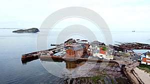 View of North Berwick city and isle rock