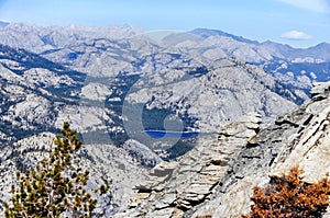 View north from Clouds Rest, towards Tenaya Lake and Polly Dome