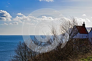 View of the North Sea, in Robin Hood`s Bay, North Yorkshire.