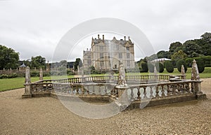 View of north Side of Montacute House including fountain