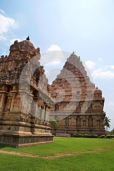 View from North West., Amman temple of goddess Brihannayaki and Brihadisvara Temple, Gangaikondacholapuram, Tamil Nadu