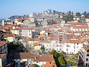 view of northwest of Bergamo city with Castello