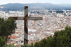 View from Notre Dame de la Garde upon Marseille, France