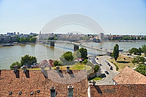 View of Novi Sad and Danube River from Petrovaradin Fortress. Serbia