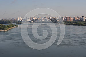 View of Novosibirsk from the Bugrinsky Bridge.