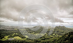 View from Nu`uana Pali State Wayside in Oahu, Hawaii