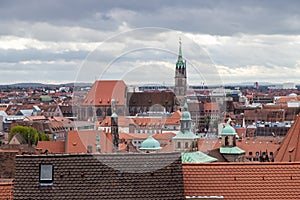 View from Nuremberg castle at the old city of Nuremberg, Bavaria, Germany