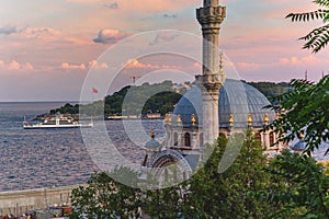 View of Nusretiye mosque in Beyoglu district of Istanbul photo