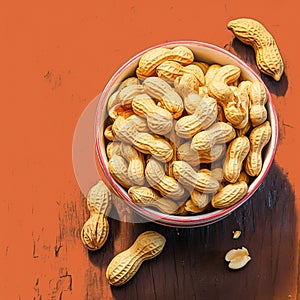 view Nutty delight Peanuts in a bowl, ready for snacking