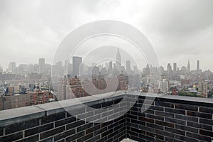 View of NYC skyline from a terrace