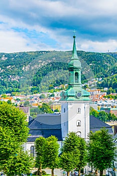 View of the nykirken church in the norwegian city Bergen...IMAGE