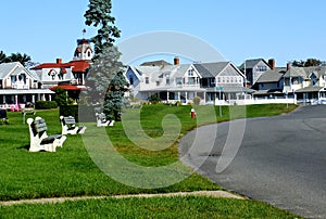 View of Oak Bluffs waterfront cottages