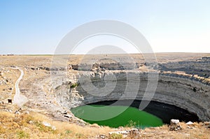 view of Obruk, a sinkhole lake near Konya, Turkey